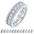 JeenMata 8 Carat Princess Cut - April Birthstone Eternity Ring in 18K White Gold Plating for Women - Stackable Wedding Anniversary Promise Band with Cubic Zirconia