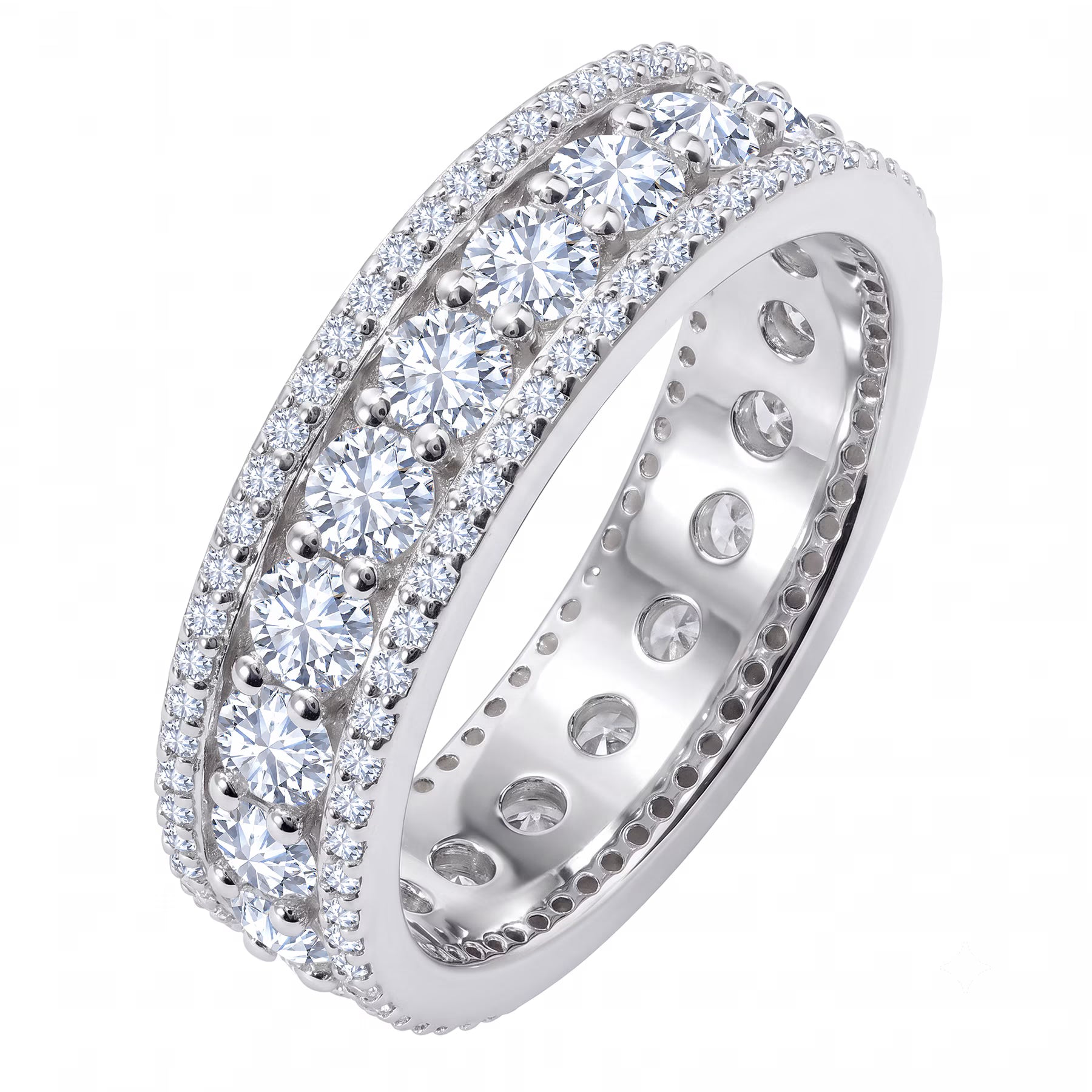 JeenMata 8 Carat Round Cut - April Birthstone Eternity Band Ring - Cubic Zirconia Halo Anniversary Wedding Band in 18K White Gold Plating for Women