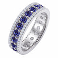 JeenMata 8 Carat Round Cut - June Birthstone Eternity Band Ring - Alexandrite Cubic Zirconia Halo Anniversary Wedding Band in 18K White Gold Plating for Women