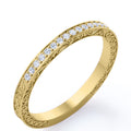 JeenMata Art-Deco 0.25 Carat April Birthstone Victorian Style Round Cut Wedding Band in 18K Yellow Gold Plating for Women
