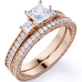 JeenMata Beautiful 1.25 Carat Real Moissanite Wedding Ring Set in 18k Rose Gold Plating for Women