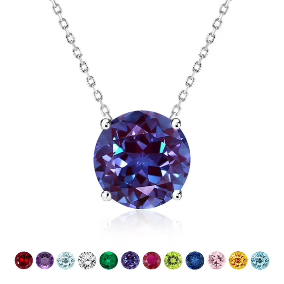 JeenMata 2 Carat June Birthstone Necklace for Women, Alexandrite Solitaire Pendant in 18K White Gold Plated, Birthday Anniversary Wedding Gift for Girlfriend Wife, Her, Woman, Teen