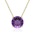 JeenMata 1.75 Carat Amethyst - February Birthstone Solitaire Pendant Necklace in 18K Yellow Gold Plated, Female, Adult