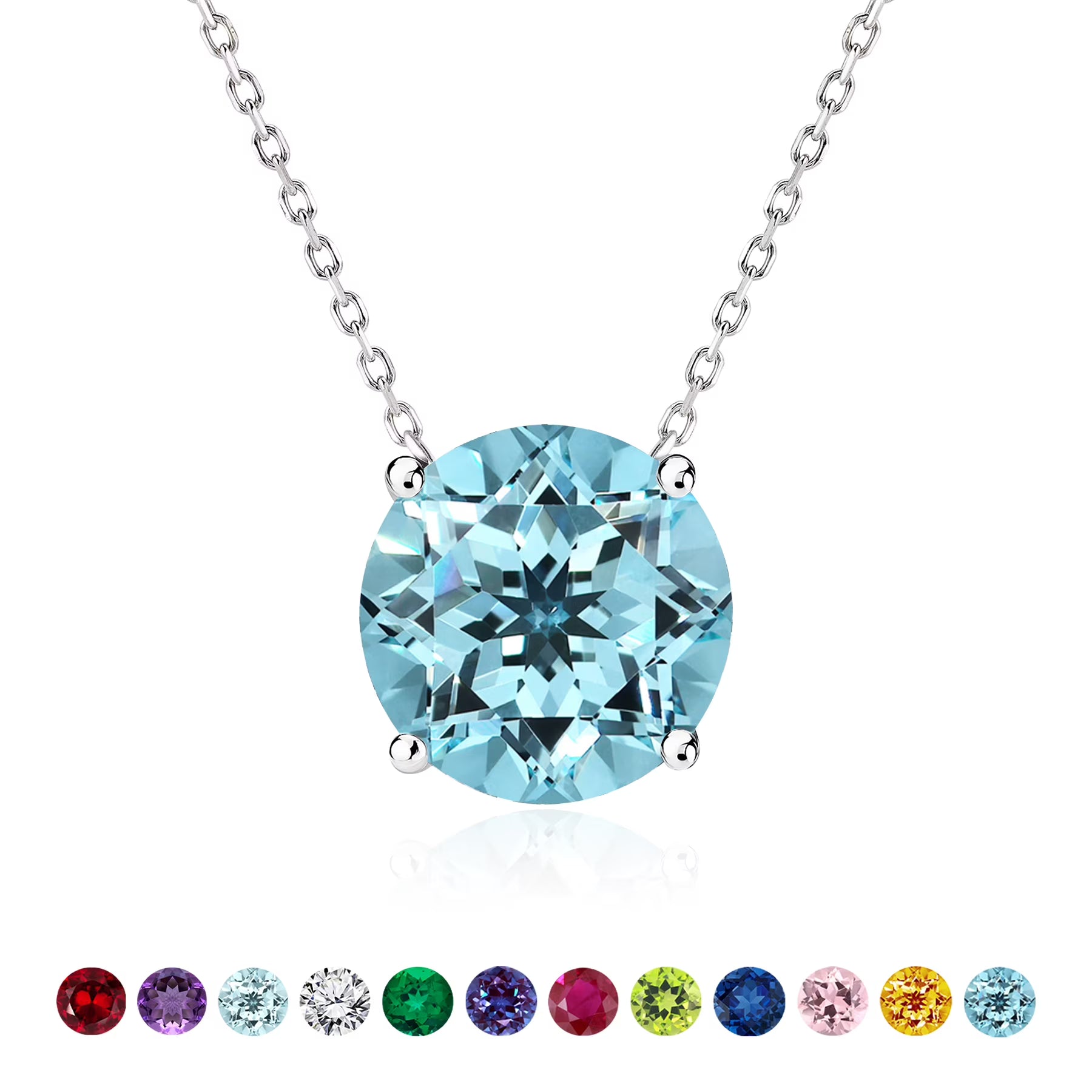 JeenMata 2 Carat December Birthstone Necklace for Women, Blue Topaz Solitaire Pendant in 18K White Gold Plated, Birthday Anniversary Wedding Gift for Girlfriend Wife, Her, Woman, Teen