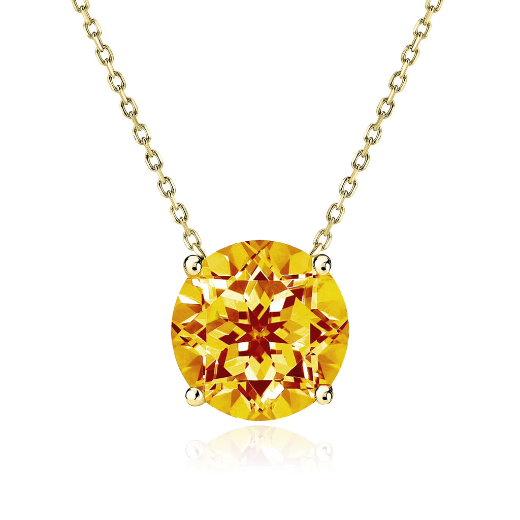 JeenMata 1.75 Carat Citrine - November Birthstone Solitaire Pendant Necklace in 18K Yellow Gold Plated, Female, Adult