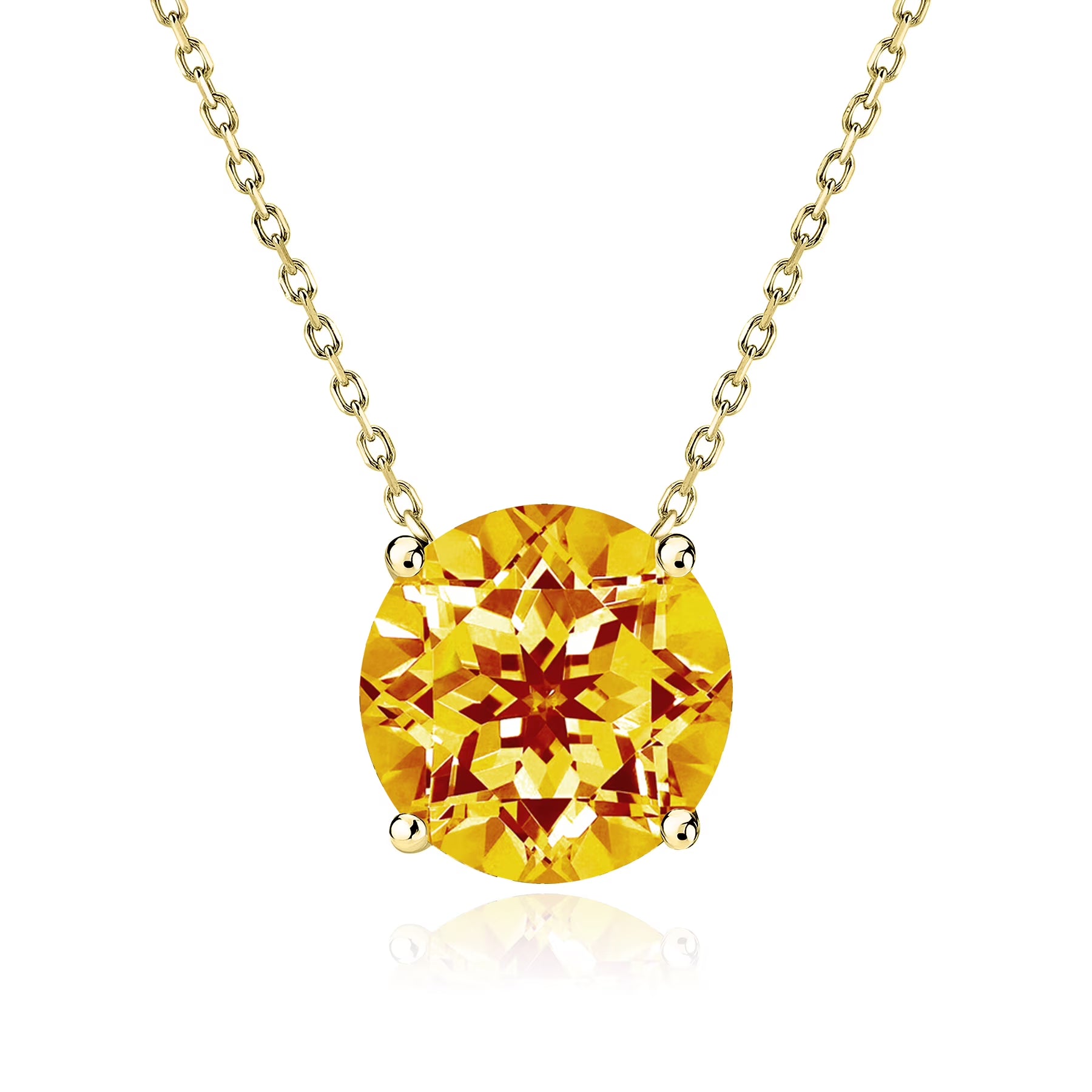 JeenMata 1.75 Carat Citrine - November Birthstone Solitaire Pendant Necklace in 18K Yellow Gold Plated, Female, Adult