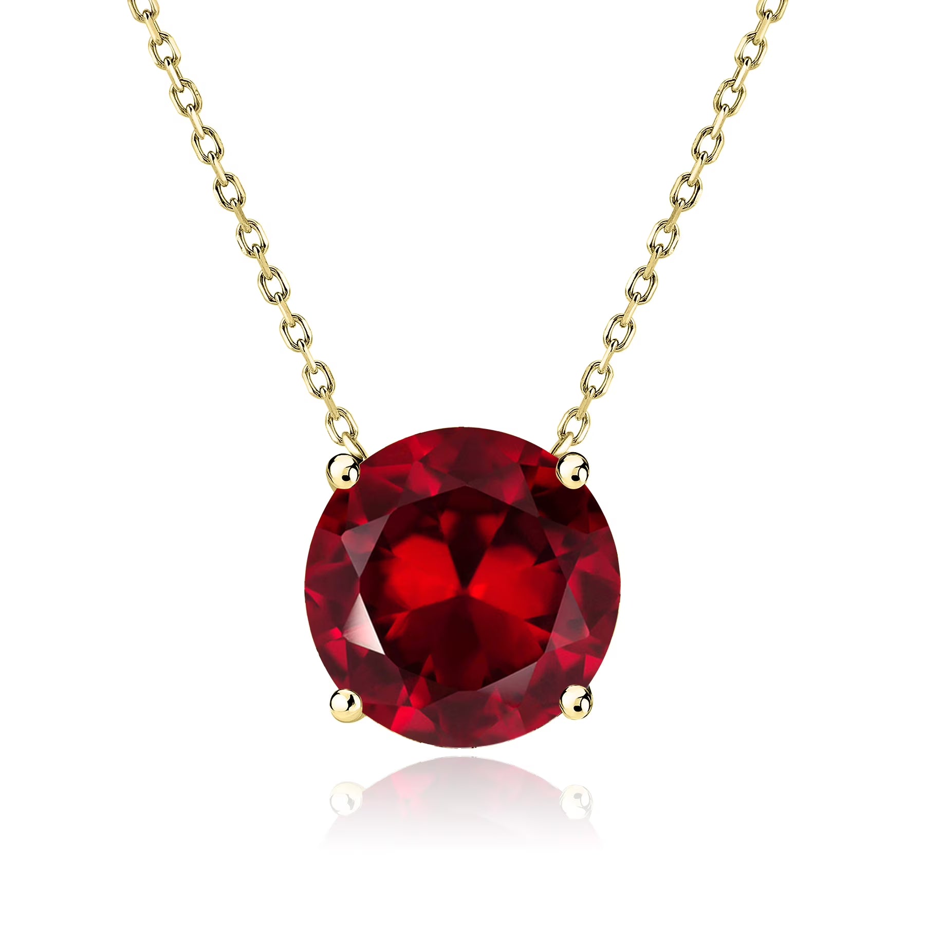 JeenMata 1.75 Carat Garnet - January Birthstone Solitaire Pendant Necklace in 18K Yellow Gold Plated, Female, Adult