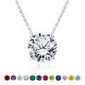 JeenMata 1 Carat April Birthstone Necklace for Women, Moissanite Solitaire Pendant in 18K White Gold Plated Silver, Birthday Anniversary Wedding Gift for Girlfriend Wife, Her, Woman, Teen