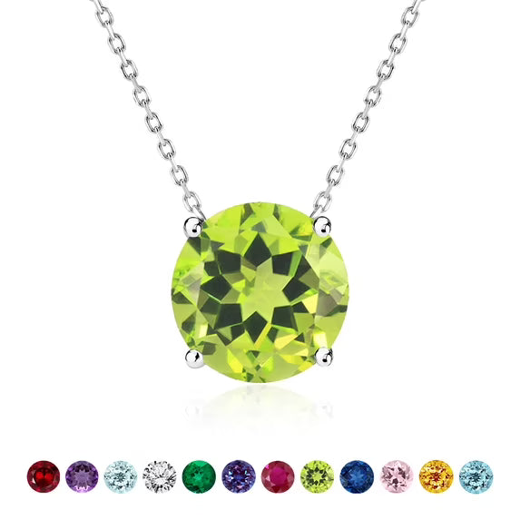 JeenMata 2 Carat August Birthstone Necklace for Women, Peridot Solitaire Pendant in 18K White Gold Plated, Birthday Anniversary Wedding Gift for Girlfriend Wife, Her, Woman, Teen