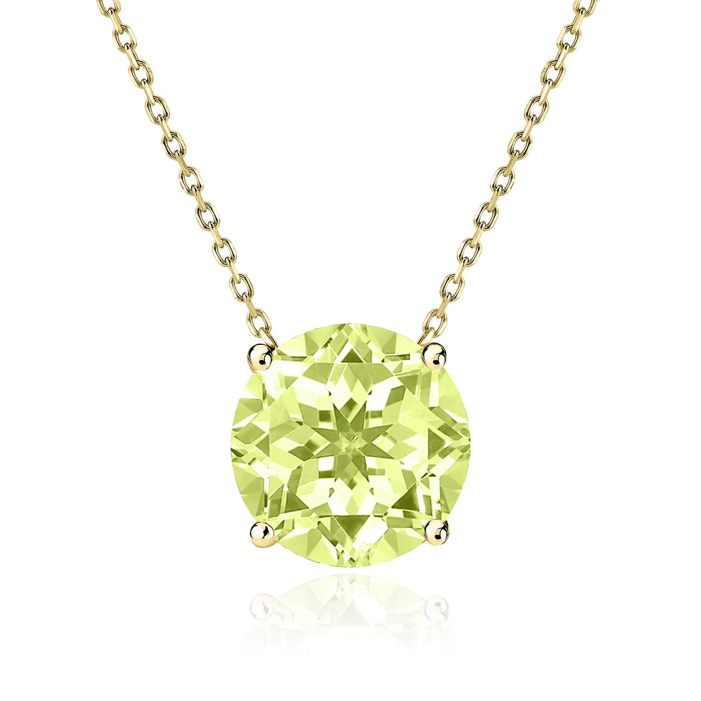 JeenMata 1.75 Carat Peridot - August Birthstone Solitaire Pendant Necklace in 18K Yellow Gold Plated, Female, Adult
