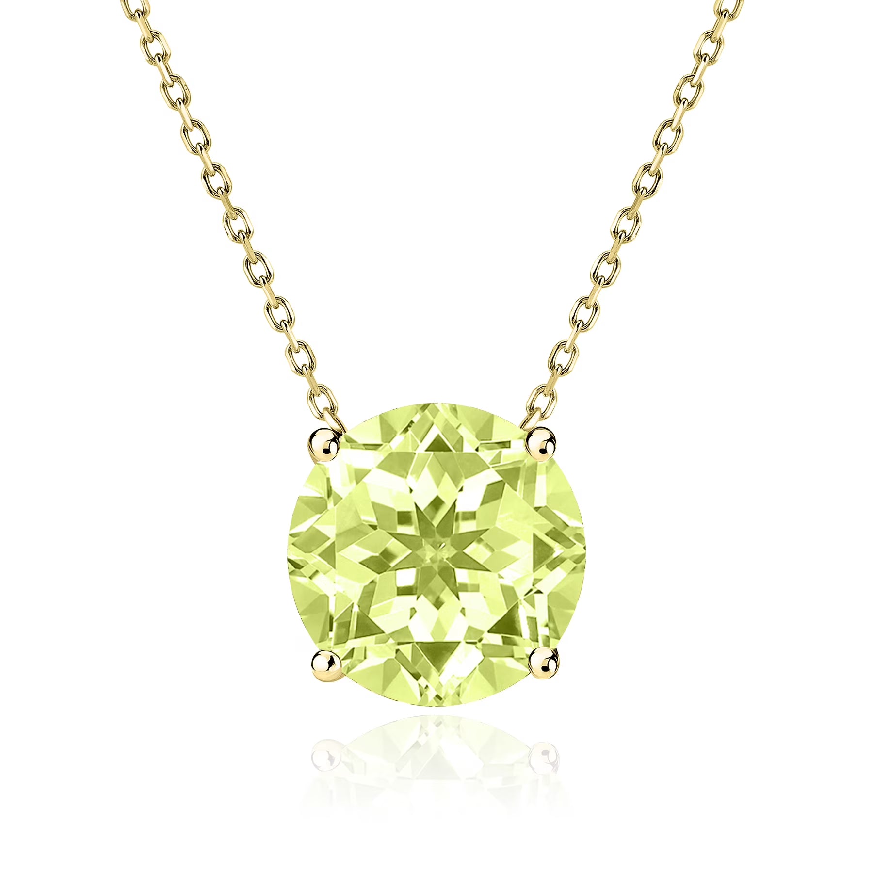 JeenMata 1.75 Carat Peridot - August Birthstone Solitaire Pendant Necklace in 18K Yellow Gold Plated, Female, Adult