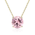 JeenMata 1.75 Carat Pink Tourmaline - October Birthstone Solitaire Pendant Necklace in 18K Yellow Gold Plated, Female, Adult