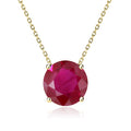 JeenMata 1.75 Carat Ruby - July Birthstone Solitaire Pendant Necklace in 18K Yellow Gold Plated, Female, Adult