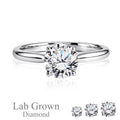 JeenMata Lab Grown Diamond 0.50 Carat Round Cut Solitaire Engagement Ring in 18K White Gold Plating for Women