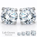 JeenMata Lab Grown Diamond Earrings 0.75 Carat Round Cut 18K White Gold Plated Solitaire Studs for Women