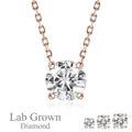 JeenMata Lab Grown Diamond 1 Carat Round Cut Classic Solitaire Pendant Necklace - in 18K Rose Gold Plating for Women