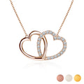 JeenMata Lab Grown Diamond Interlocking Heart Shape Pendant Necklace in Rose Gold Plating