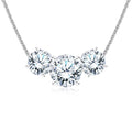 JeenMata 1 Carat Lab Grown Diamond Pendant Necklace - Round Cut Three Stones Pendant in White Gold Plating