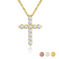 JeenMata Lab Grown Diamond Cross Pendant Necklace in 18K Yellow Gold Plating for Women