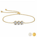 JeenMata Lab Grown Diamond Three Stones Bracelet - Adjustable Slider Yellow Gold Plating Bracelet for Women