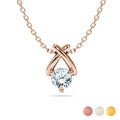 JeenMata X-Shaped Round Cut Lab Grown Diamond Pendant Necklace in 18K Rose Gold Plating for Women