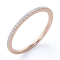JeenMata 0.25 Carat Moissanite Classic Round Cut Pave Accented Wedding Band in 18K Rose Gold Plating for Women