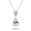 Classic 1.75 Carat Round and Pear Cut Dangle - SWAROVSKI Crystal - April Birthstone Pendant Necklace in 18k White Gold over Silver, Women