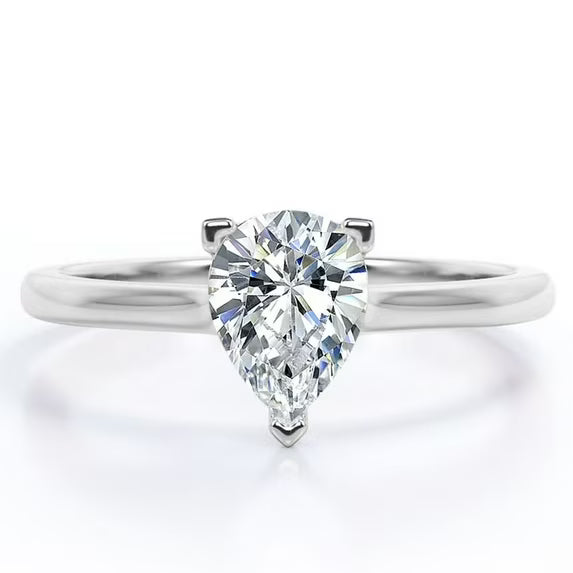 JeenMat Engagement Ring - Prong Setting - Solitaire Promise Ring in 18K White Gold Plating for Women