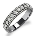 JeenMata Double Pave - 0.75 Carat Round Brilliant Cut Moissanite - Eternity Anniversary Ring - Black Plating for Women