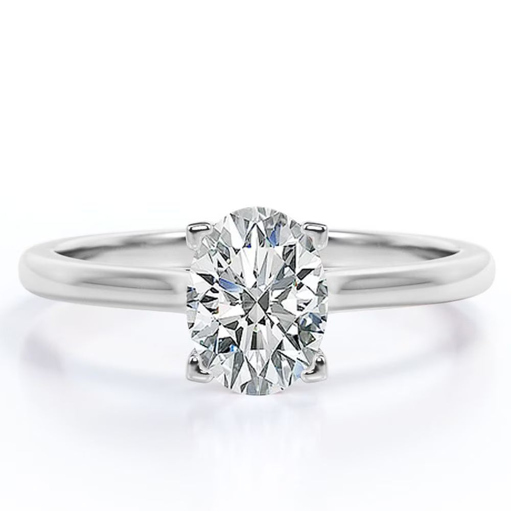 JeenMata Enchanting Prong 2 Carat Oval Cut Solitaire Engagement Ring in 18K White Gold Plating for Women
