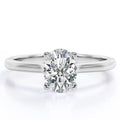 JeenMata Enchanting Prong 4 Carat Oval Cut Solitaire Engagement Ring in 18K White Gold Plating for Women