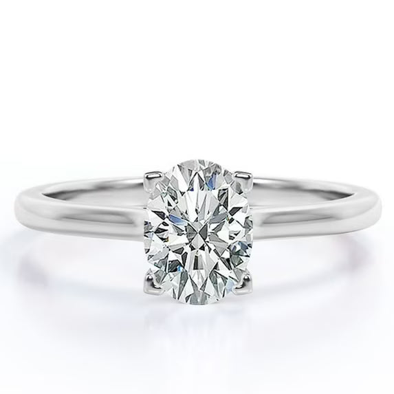 JeenMat Engagement Ring - Prong Setting - Solitaire Promise Ring in 18K White Gold Plating for Women