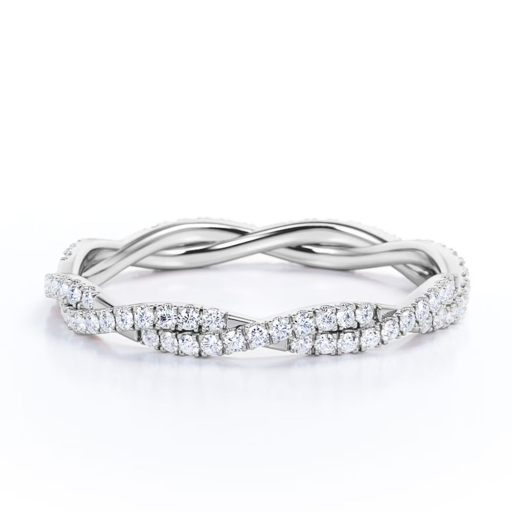 JeenMata - Eternity Moissanite Infinity Anniversary Ring - 18K White Gold Plating Over Silver