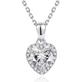 JeenMata Forever Heart 1 Carat - Moissanite - April Pendant Necklace in 18K White Gold Plating over Silver