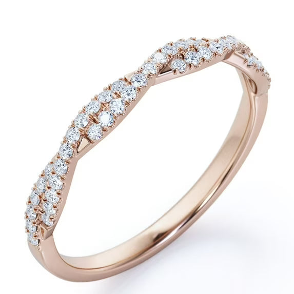 Half-Eternity 0.15 Carat Round Shape Diamond Pave Infinity Anniversary Ring in 10K Rose Gold