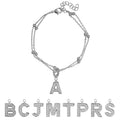 JeenMata Lab Grown Diamond Initial "A" Letter Bracelets - Double Layer Alphabet Jewelry Bracelet - 18K White Gold Plating for Women Jewelry
