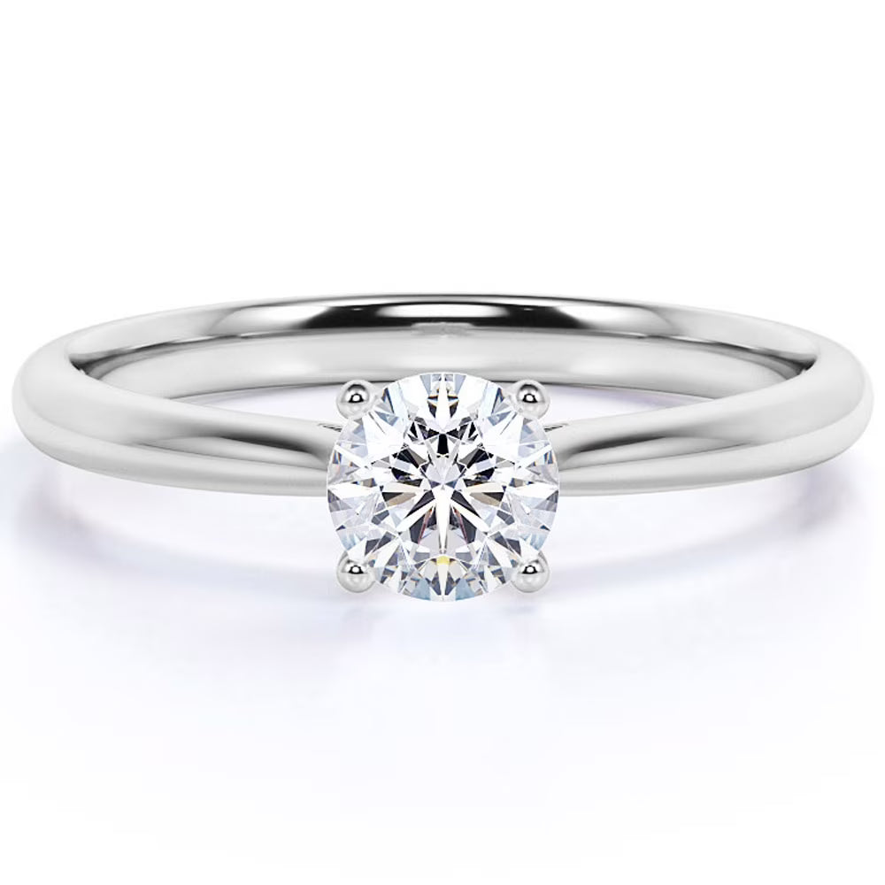 JeenMata 4 Carat Round cut Engagement Ring - Prong Setting - Solitaire Promise Ring in 18K White Gold Plating for Women