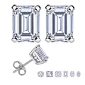 JeenMata 0.5 Carat Emerald Solitaire Moissanite Stud Earrings for Women, Earrings for Men, 18K White Gold Plated, Hypoallergenic Earrings, D VS1, Stud Earring for Woman, Jewelry, Gift, Earrings