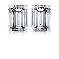 JeenMata Minimalist 1 Carat Emerald Cut Moissanite Solitaire Stud Earrings In 18K White Gold Plating Over Silver
