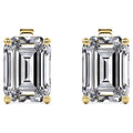 JeenMata Minimalist 1 Carat Emerald Cut Moissanite Solitaire Stud Earrings In 18K Yellow Gold Plating Over Silver