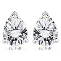 JeenMata Minimalist 1 Carat Pear Cut Moissanite Solitaire Stud Earrings In 18K White Gold Plating Over Silver
