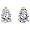 JeenMata Minimalist 1 Carat Pear Cut Moissanite Solitaire Stud Earrings In 18K Yellow Gold Plating Over Silver