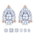 JeenMata Minimalist - 1 Carat Teardrop Moissanite - Solitaire Stud Earrings in 18k Rose Gold Plating for Women