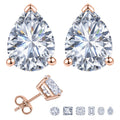 JeenMata 1 Carat Pear Solitaire Moissanite Stud Earrings for Women, Earrings for Men, 18K Rose Gold Plated, Hypoallergenic Earrings, D VS1, Stud Earring for Woman, Jewelry, Gift, Earrings