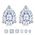 JeenMata Minimalist - 1 Carat Teardrop Moissanite - Solitaire Stud Earrings in 18k White Gold Plating for Women