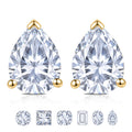 JeenMata Minimalist - 1 Carat Teardrop Moissanite - Solitaire Stud Earrings in 18k Yellow Gold Plating for Women