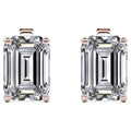 JeenMata Minimalist 2 Carat Emerald Cut Moissanite Solitaire Stud Earrings In 18K Rose Gold Plating Over Silver