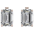 JeenMata Minimalist 1 Carat Emerald Cut Moissanite Solitaire Stud Earrings In 18K Rose Gold Plating Over Silver
