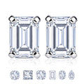 JeenMata Minimalist 2 Carat Emerald Cut Moissanite Solitaire Stud Earrings in 18k White Gold Plating for Women