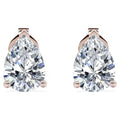 JeenMata Minimalist 2 Carat Pear Cut Moissanite Solitaire Stud Earrings In 18K Rose Gold Plating Over Silver